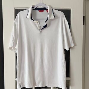 IZOD Men's white Polo Shirt with Navy Trim